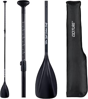 Goture Full Carbon Fiber Paddles, SUP Paddles, Adjustable Carbon Shaft 3-Piece, 67’’ - 85’' Stand-up Paddle Oars for Paddleboards with Carrying Bag