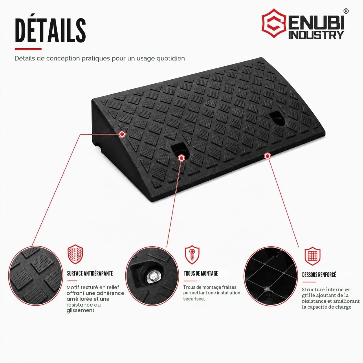 Freiner Rampe,Portable Poids Léger Lourd Devoir Plastique Seuil Rampe pour l'allée,Quai de Chargement, Trottoir, Voiture, Scooter, Vélo, Moto