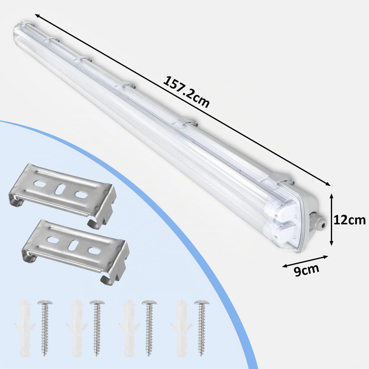 Daromigo Lot de 6 luminaires LED 150 cm 2 x 24 W 4800 lm Blanc froid 6500 K Double tube LED T8 Étanche IP65 Lampe d'atelier pour garage, cave