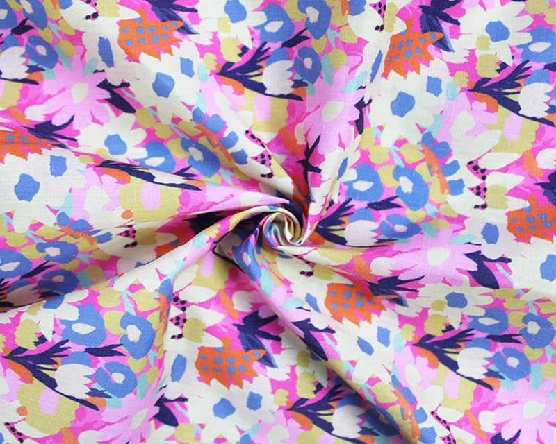 Polycotton - Metre 100% Polycotton Soft, Durable Material for Sewing, Crafts, Quilting and Upholstery (Floral Pink, 3 Meters)