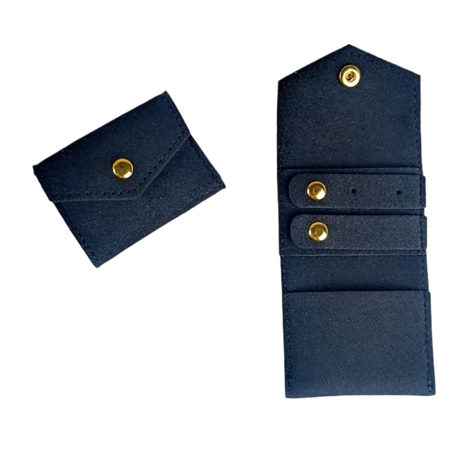 RUWLFE 2Pcs Foldable Jewelry Display Bag Mini Pouch Roll Case For Parties Travel Business Trips for Rings, Necklaces, Earrings(Dark Blue)