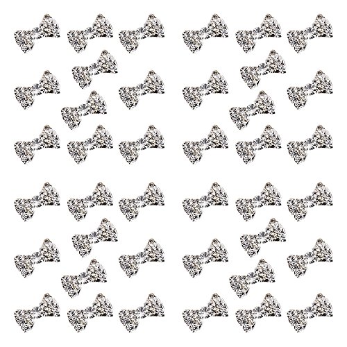 Polytree 50pcs Women's 3d Special Charming Clear Rhinestone Alloy Bow Tie Nail Art Slices DIY Decorations