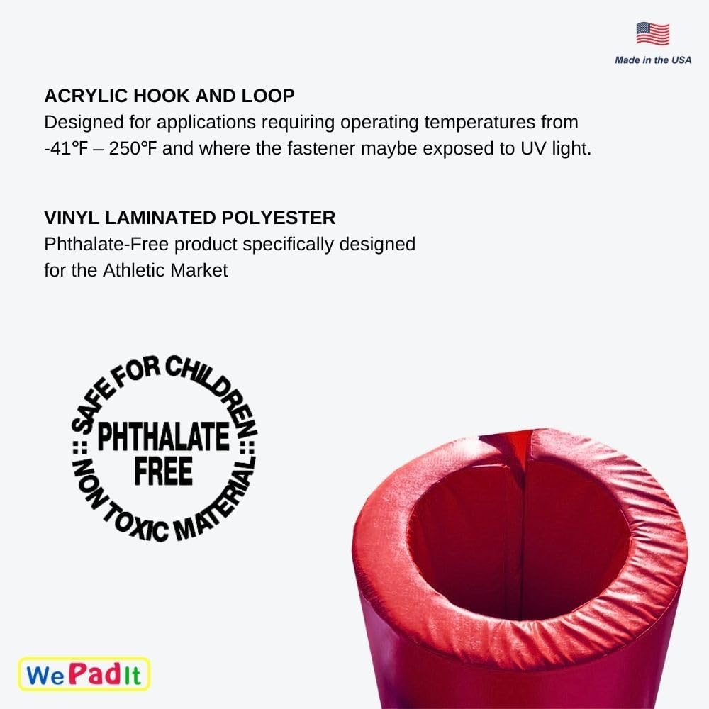 We Pad It Goal Post Pad, 6 FT Tall, 2” Thick Foam, Hook/Loop Closure, Indoor/Outdoor, Weatherproof, UV-Resistant