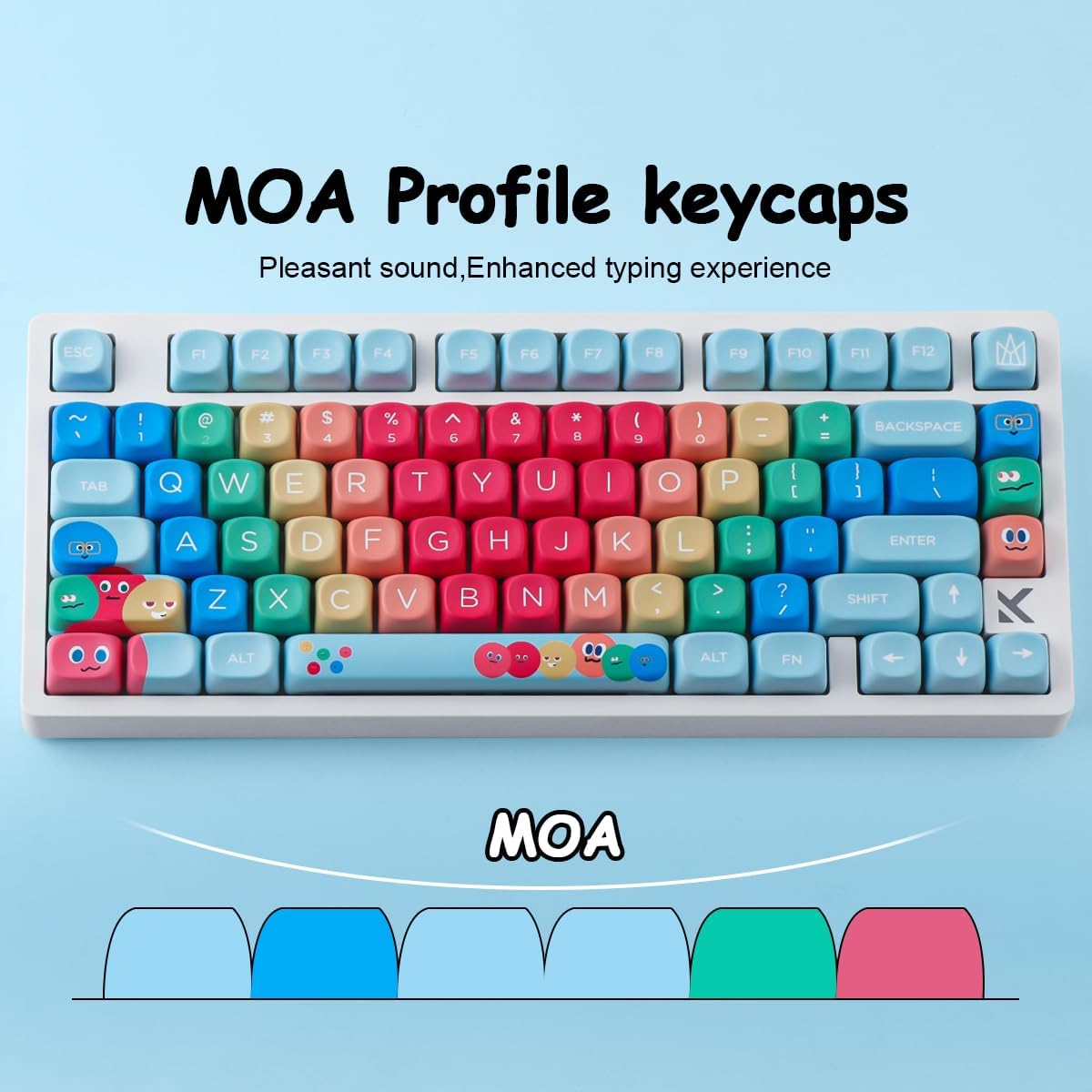 PBT Keycaps MOA Profile MayDay Cute Keycaps 130 Keys Dye-Sublimation Kawaii Keycap Set for Cherry MX Magnetic Switches Mechanical Keyboard
