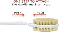 Vista 4 de Cepillo de ducha con cerdas suaves y rígidas, mango largo de 18.5" de doble cara, cepillo de baño para la espalda, exfoliador corporal