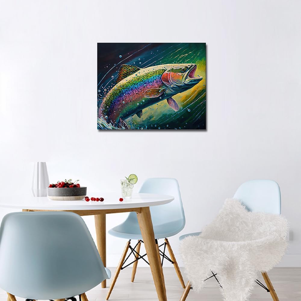 TUMOVO DIY Paint by Numbers Framed Fish Paint by Number for Adults Paint by Number Kits on Canvas Colorful Animals Oil Hand Painting with Brushes and Acrylic Pigment Art Crafts for Home 16"x20"