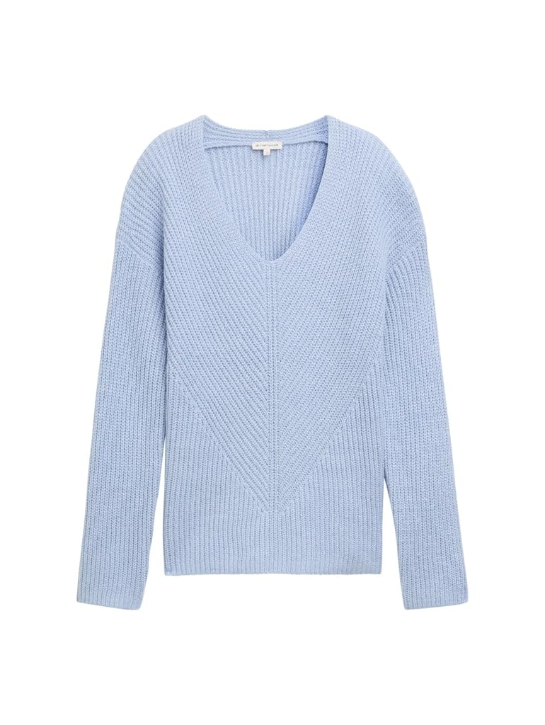 Tom Tailor Damen 1047674 RIPP Strickpullover mit V-Ausschnitt