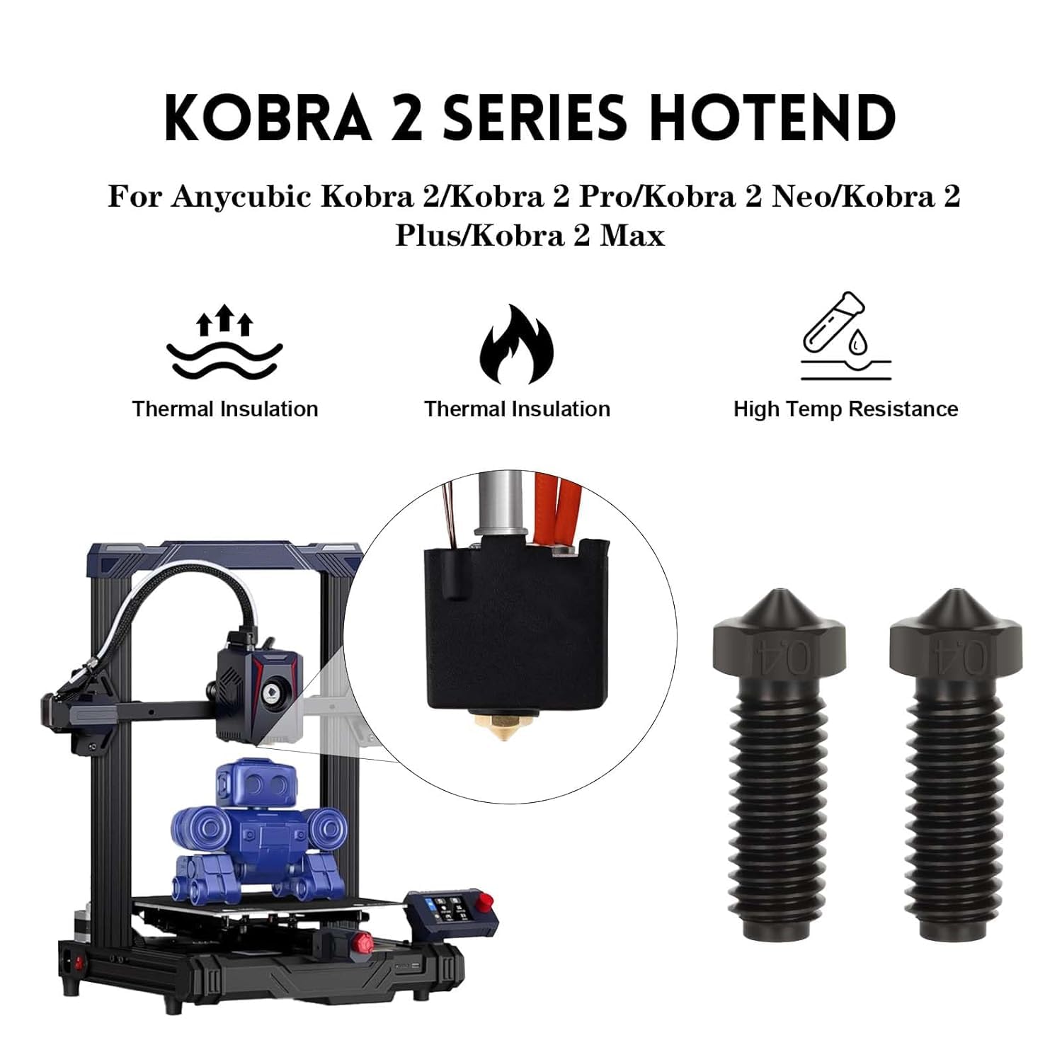 Kit Hotend Per Stampante 3D Anycubic Kobra 2/Pro/Max/Plus/Neo - Estrusore Con Ugello 0.4mm E Riscaldatore Ceramico - Foto 7