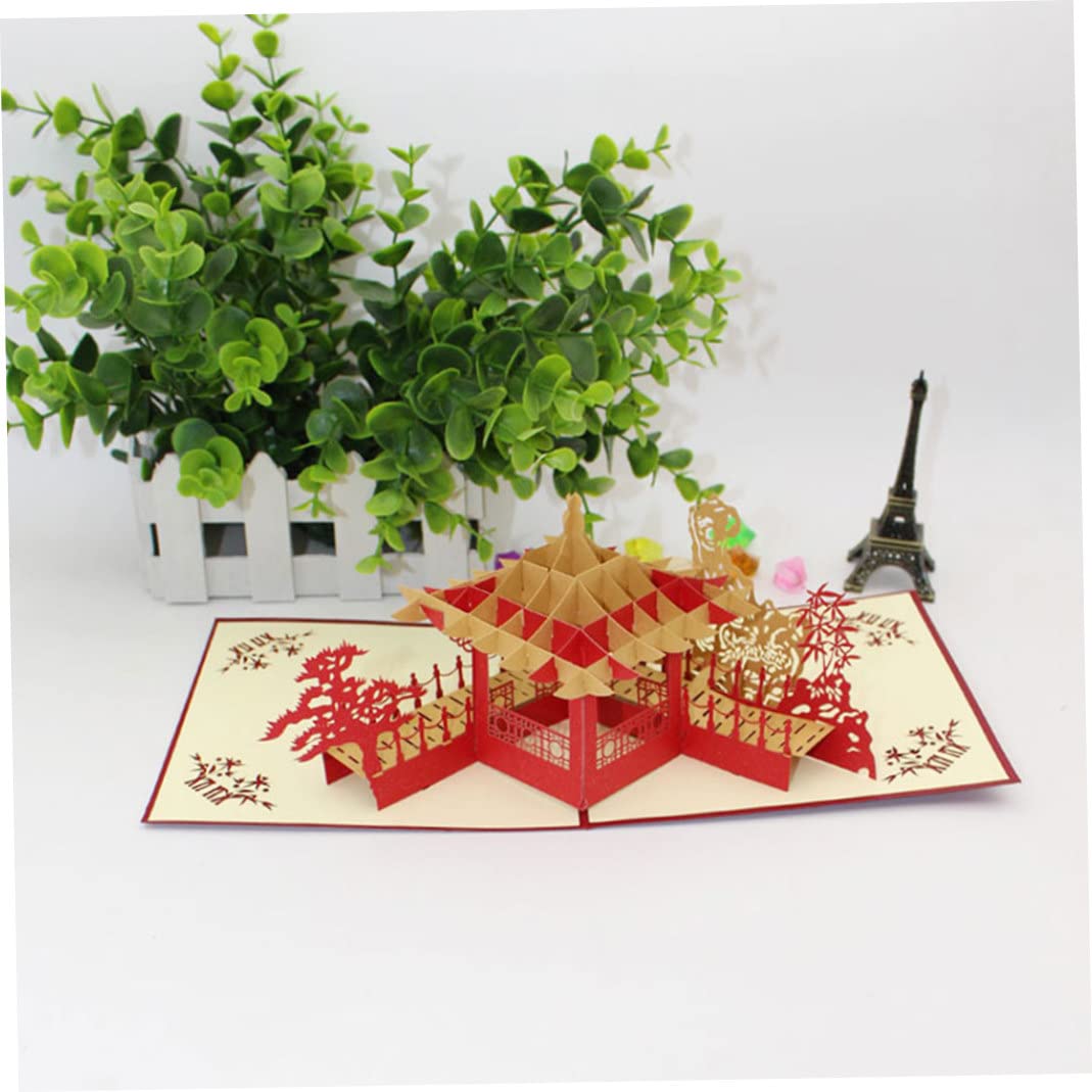 MILEVO Tarjetas de felicitación navideñas, 3 unids/Set, Tarjeta 3D UP, pabellón Chino, Tarjeta de felicitación navideña, Boda, día de la Madre, Tarjeta de Regalo 3D, Tarjeta de felicitación