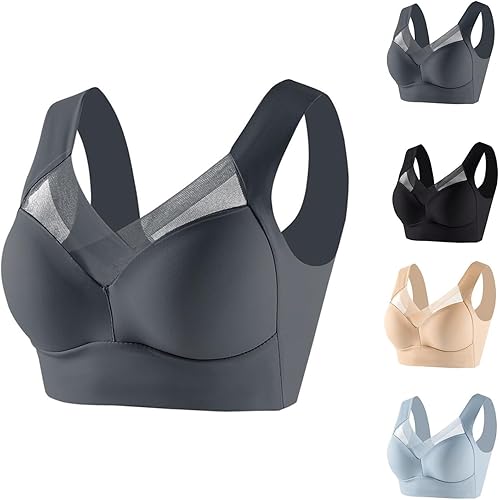 Lossarye Wmbra - Brasier sin costuras para mujer, sin varillas, con realce en forma de U, espalda fina, cómodo, transpirable, para uso diario, talla