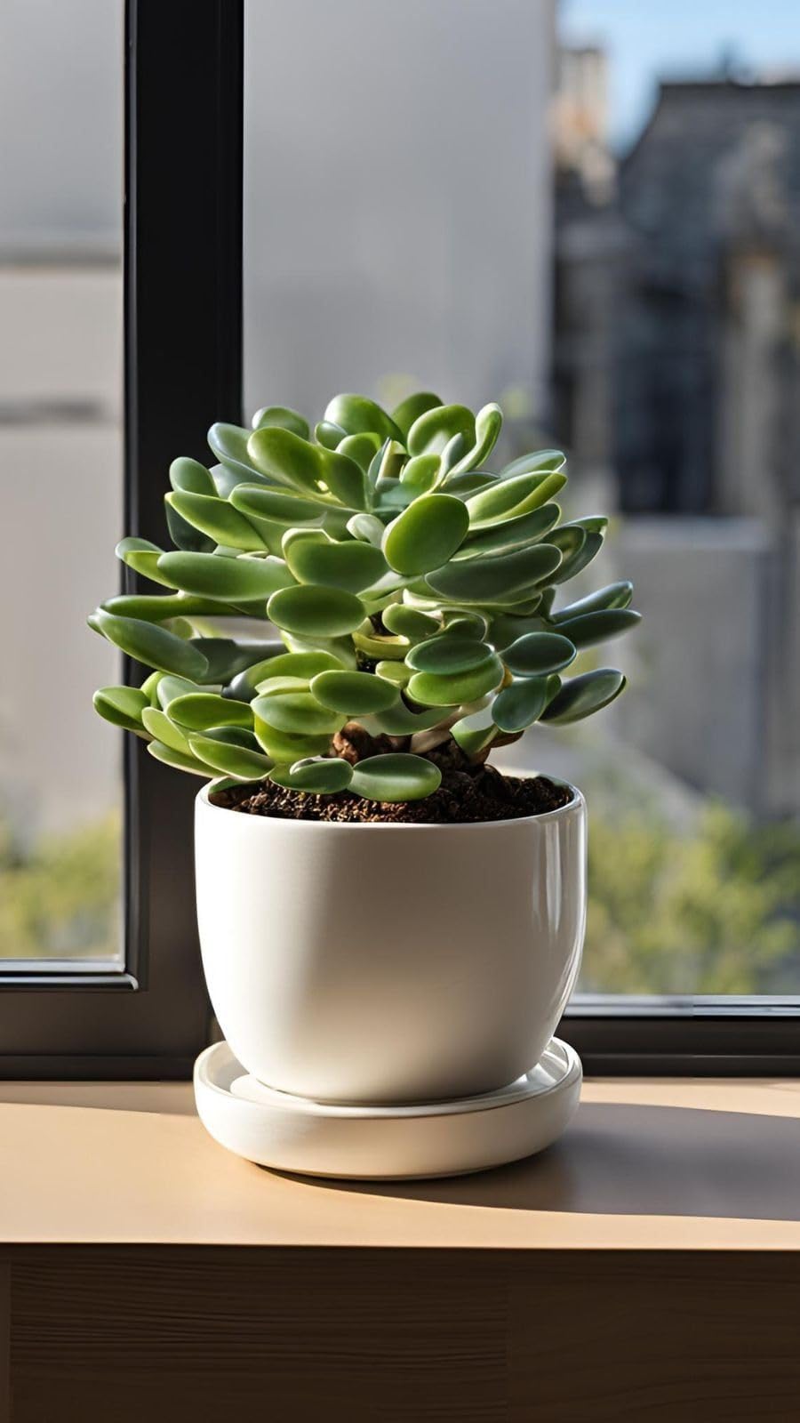 Live Jade Plant in White Ceramic Pot, Crassula Ovata, Low Maintenance Indoor Succulent, Windowsill Decor,with pot-picture-36