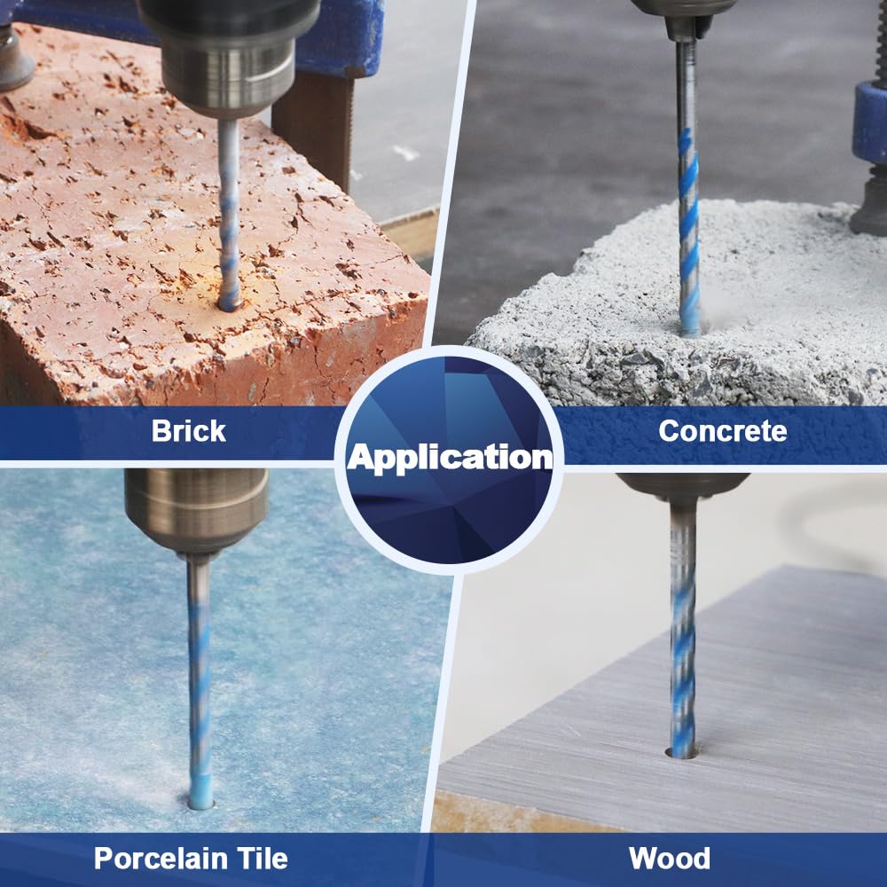BRSCHNITT Masonry Drill Bit Set - Concrete Drill Bit Set for Glass/Brick/Plastic/Cement/Wood/Tile Hex Shank Drill Bits - Image 4