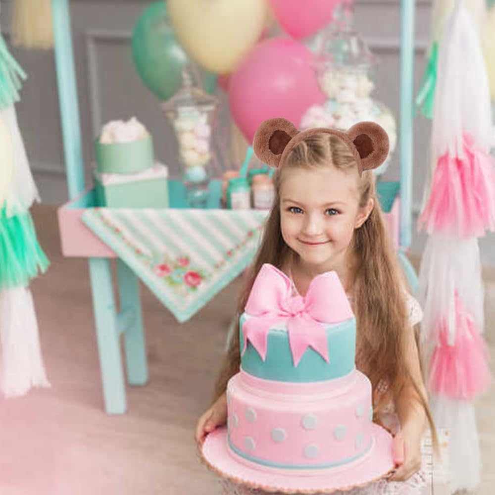 Bear Ears Headband Cute Bear Costume Fluffy Animal Hairband for Halloween Festival Party - Image 2