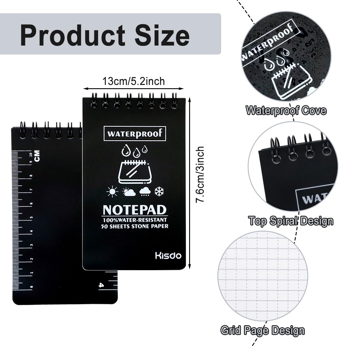 Carnet De Notes étanche – Papier Tout Temps Pour Outdoor, Camping, Randonnée, Petit Format Pratique - 10