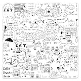 おもしろい白黒猫ミームステッカー 100枚入り 防水ビニール製 かわいい漫画子猫と名言ステッカー ノートパソコン、ウォーターボトル、日記帳、スクラップブック、スキー、スケートボードに