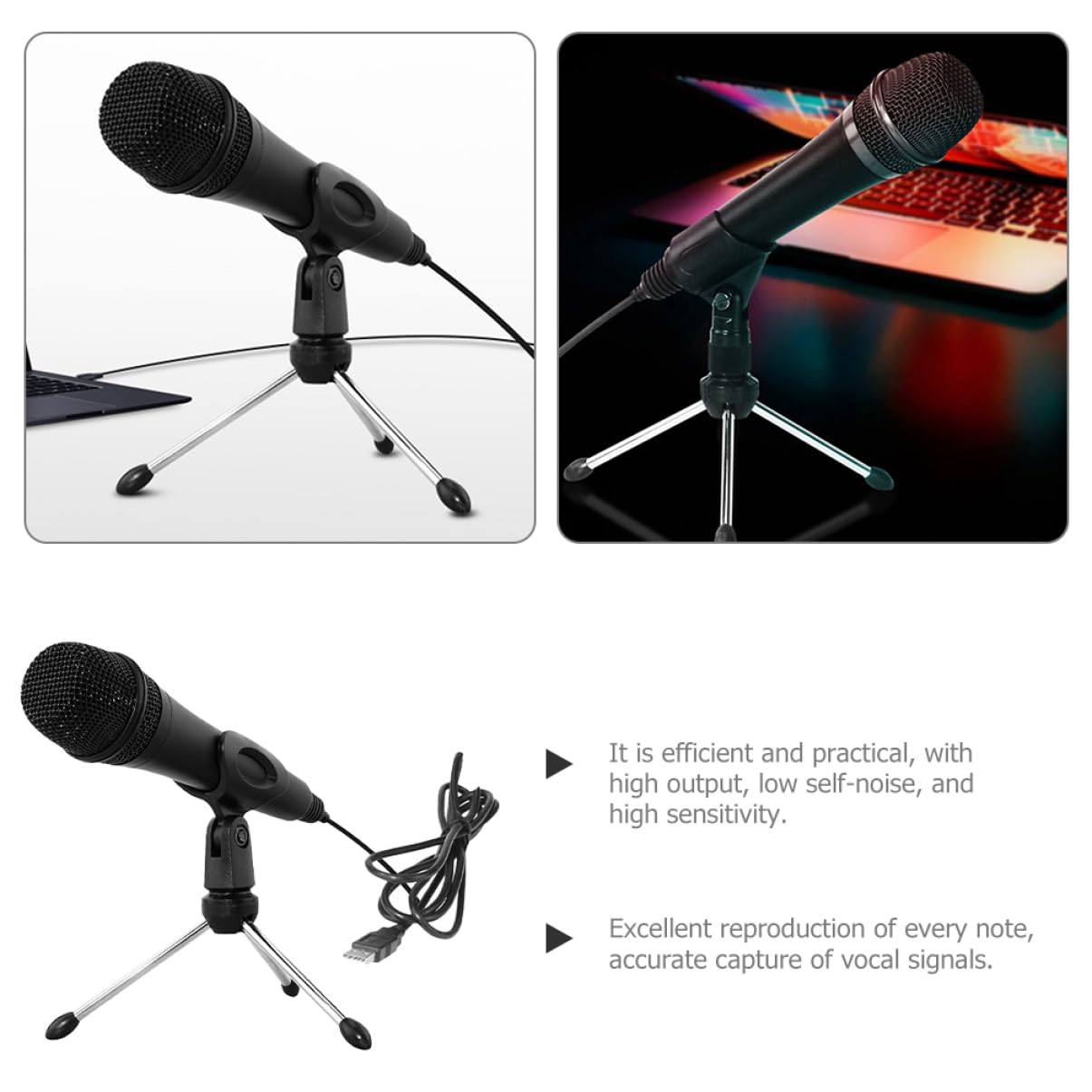 YARNOW Microfono Condensatore USB Set da 1 Materiale Abs e Metallo Connessione Stabile senza Ritardi per Registrazione Studio e Gaming per Performance