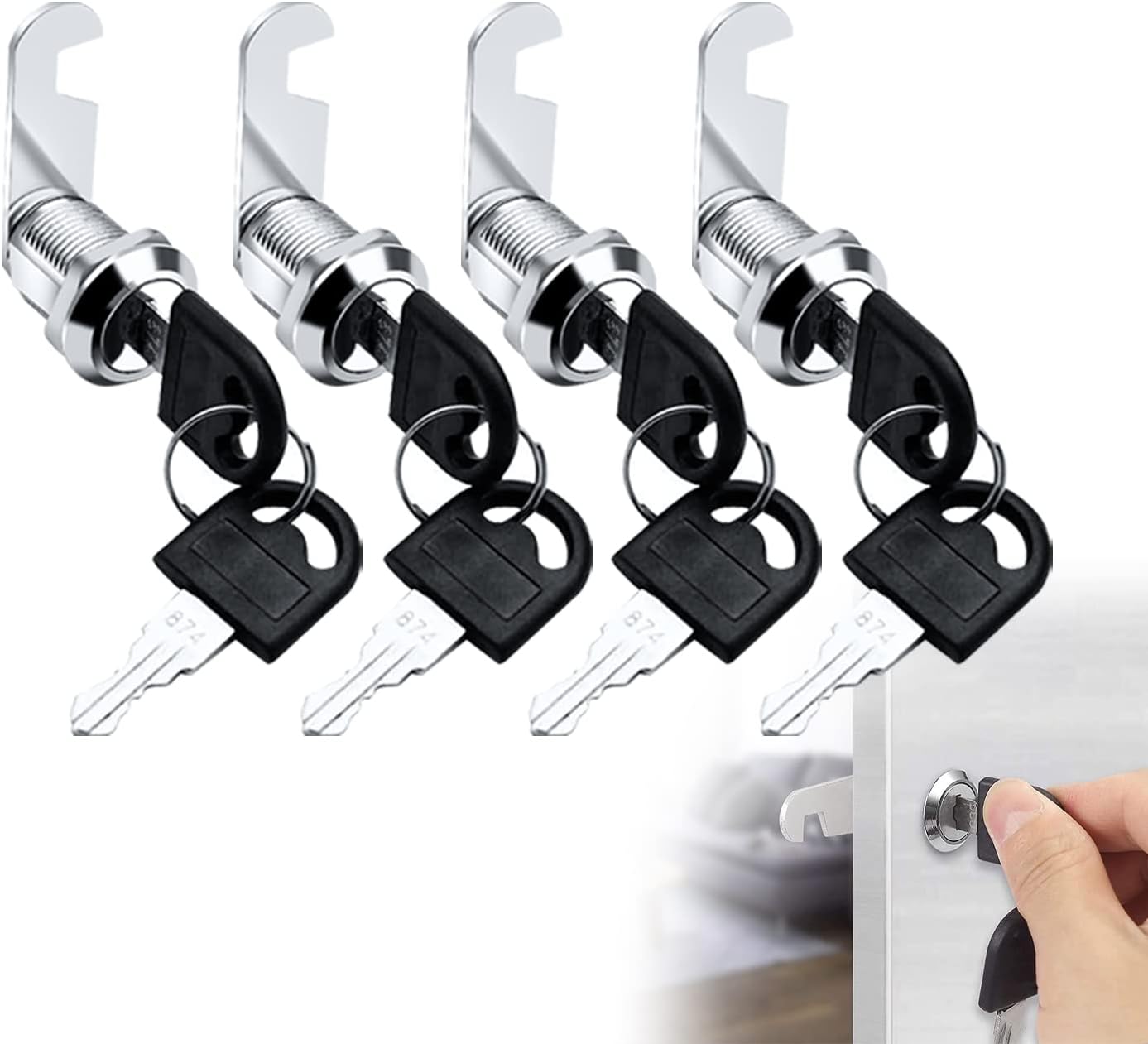 TOSCOS 4Pcs Cam Lock 25mm Keyed Alike Lock Drawer Cam