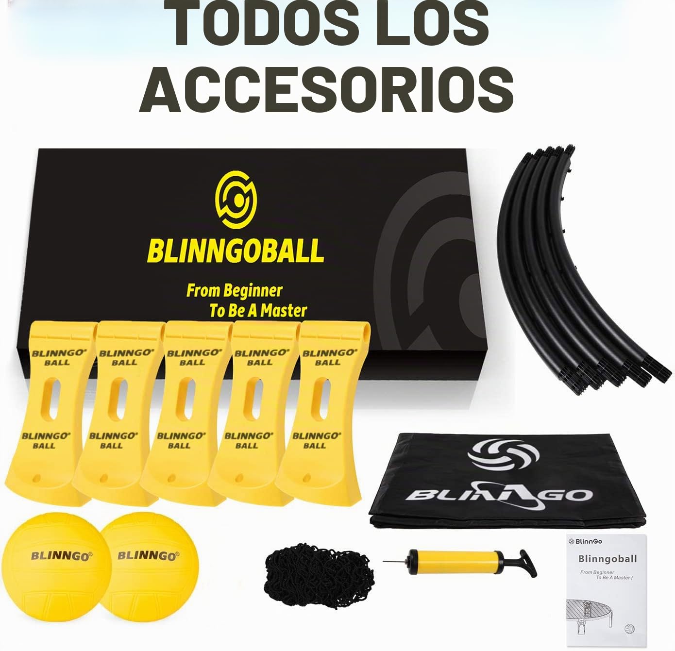 Roundnet Set contiene pelotas, redes, bolsa, bomba de bola y reglas – Adecuado para jugar en la playa, césped, patio y parque