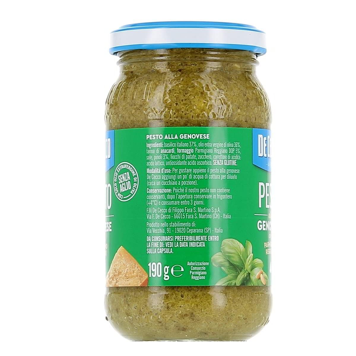 Italian Gourmet Pesto alla Genovese senza aglio 12 x 190g, Basilikum Sauce