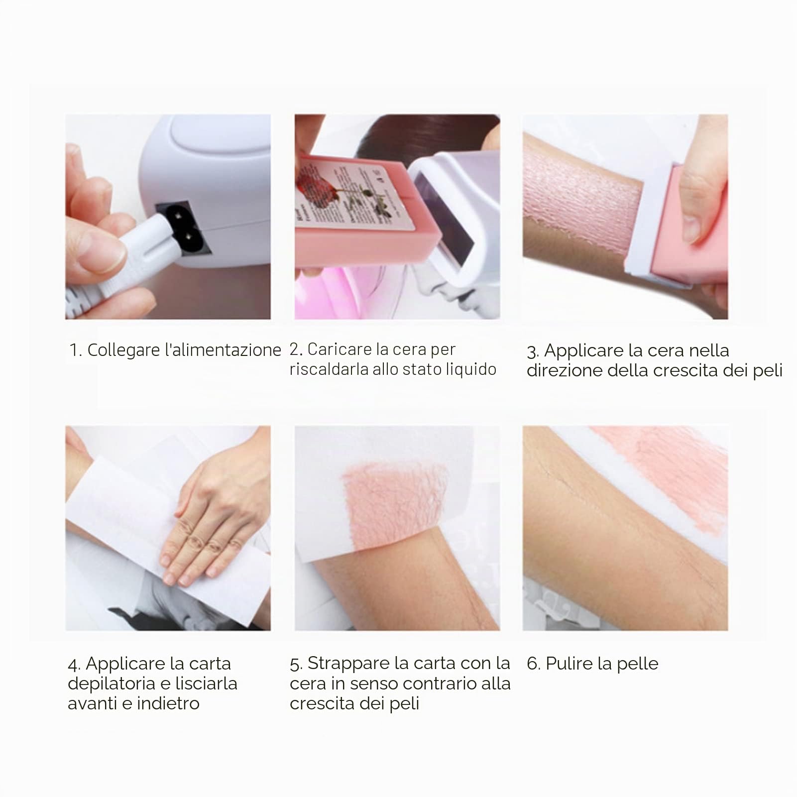Riscaldatore Elettrico a Rullo per Cera, Set di Macchine Portatili per Depilazione Elettrica, Kit per Scaldacera Elettrico e Accessori