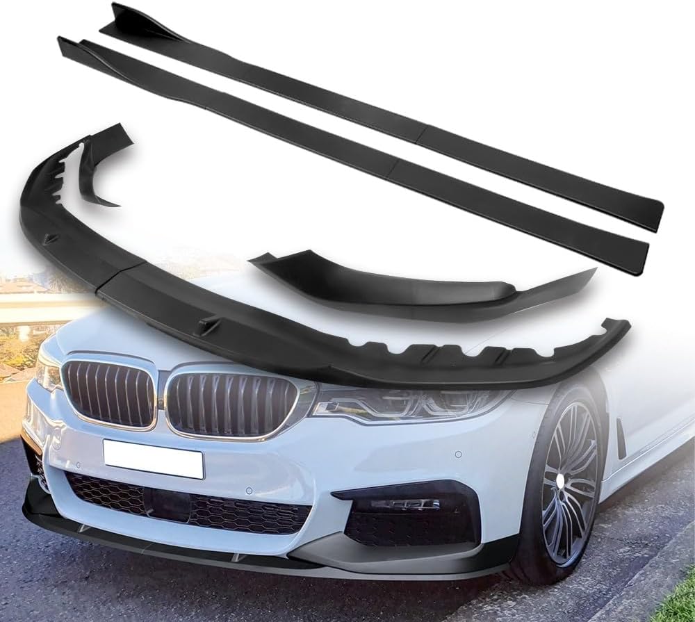 Stay-Tuned, ABS Plastic Front Bumper Lip Spoiler Body Kit+Universal 86" Side Skirt Diffuser, Fit for 2017-2020 BMW 5-Series G30 M-Sport, Auto Exterior Accessory, 10PC (Painted White)