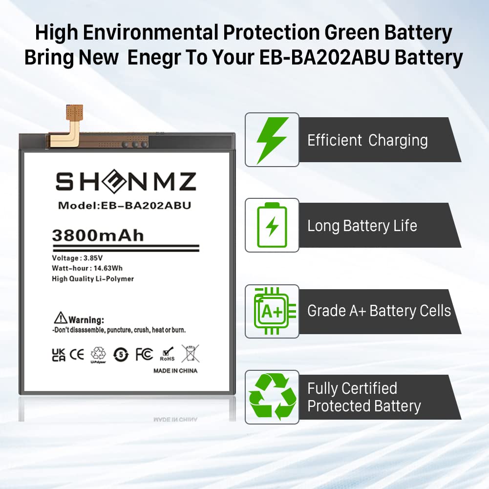 SHENMZ Galaxy A10e Battery, [3800mAh] Upgraded 2022 New 0 Cycle Battery Replacement for Samsung Galaxy A10e A102U SM-A102U/A20e SM-A202F/DS/A20e Dual SIM SM-A202F,EB-BA202ABU with Repair Tool Kits