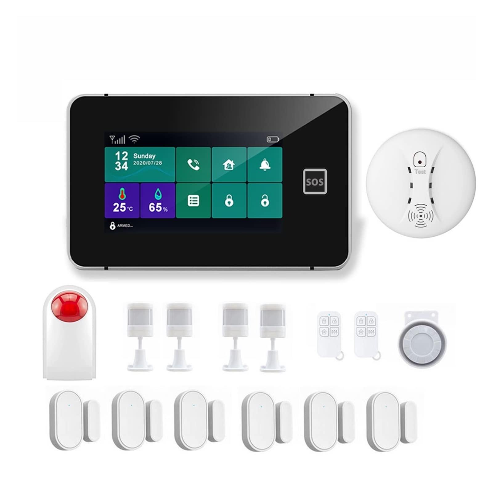 G60B Sistema de Alarma en el hogar WiFi gsm Tuya Smart Home Garage ladrón Detector de Movimiento de Seguridad Sensor de Puertas de Humo Teclado inalámbrico(B)