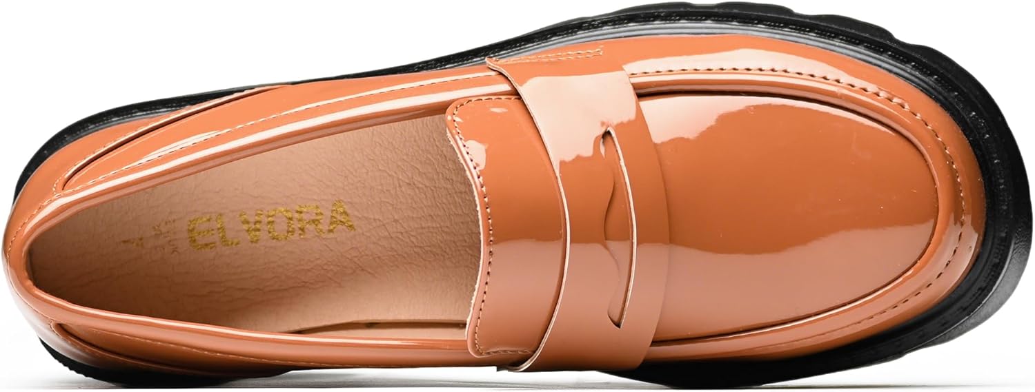 Platform Penny Loafers for Women - Comfortable Chunky Heel Classic Casual Shoes for Dressy and Office Wear - Image 4