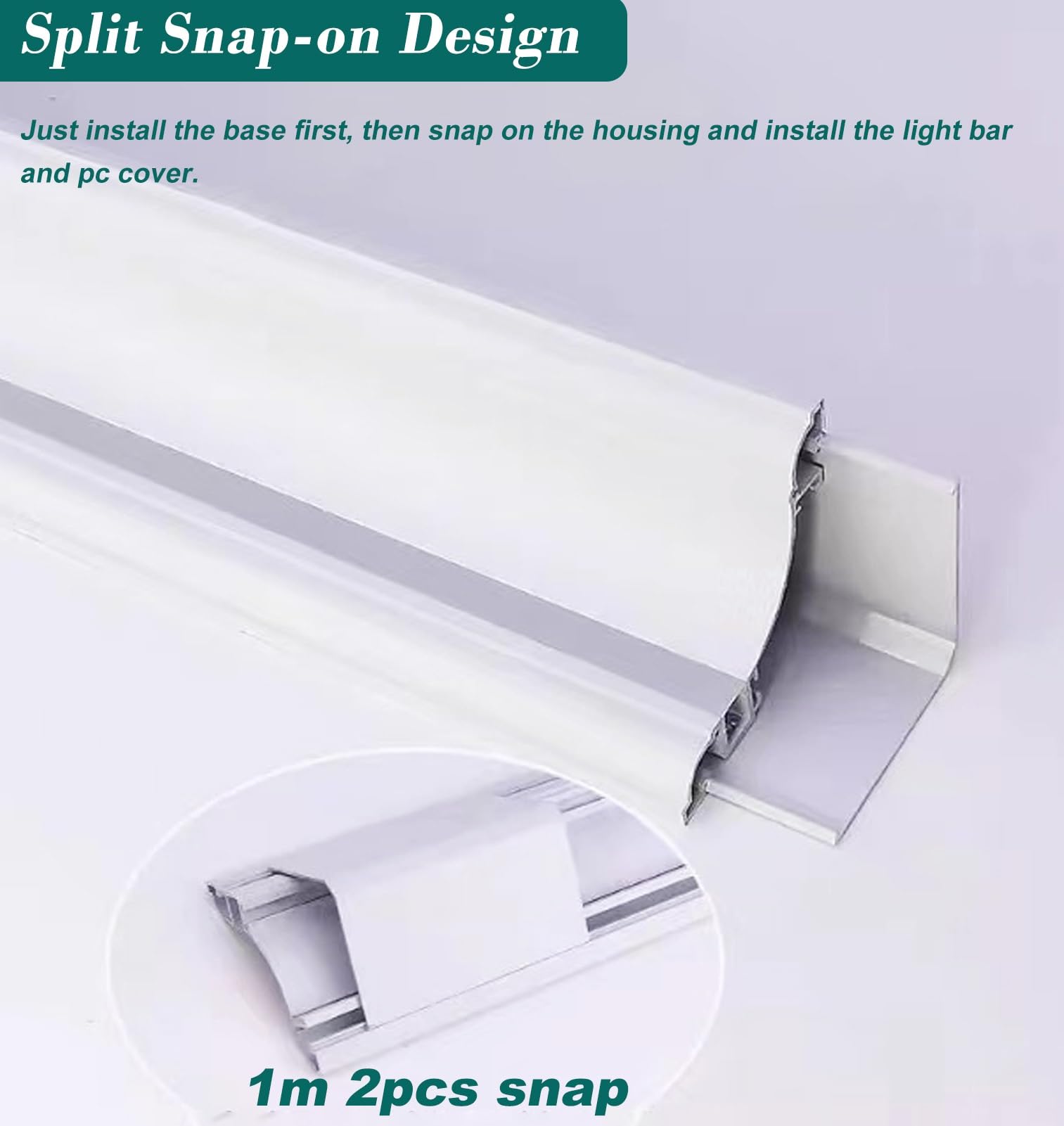 Oświetlenie sufitowe LED do montażu sufitowego – aluminiowe listwy sufitowe 1,3 x 3,3 cala do krawędzi ściany i sufitu, pośredni kanał LED do taśm świetlnych 3,3 x 3,3 cala, dekoracyjny akcent 2 m