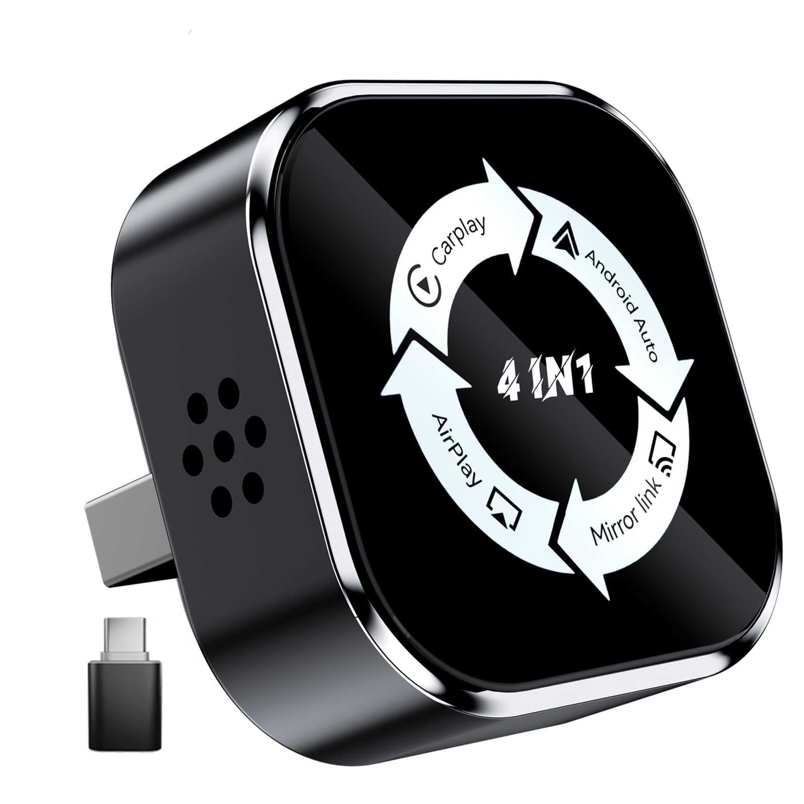 2026 Upgraded 4 in 1 Wireless CarPlay Adapter,Convert Wired CarPlay and Android Auto to Wireless, Plug &amp; Play-Mirroring/AirPlay USB/Usb C Compatible with iOS 18+ &amp; Android,Fast Auto-Connect