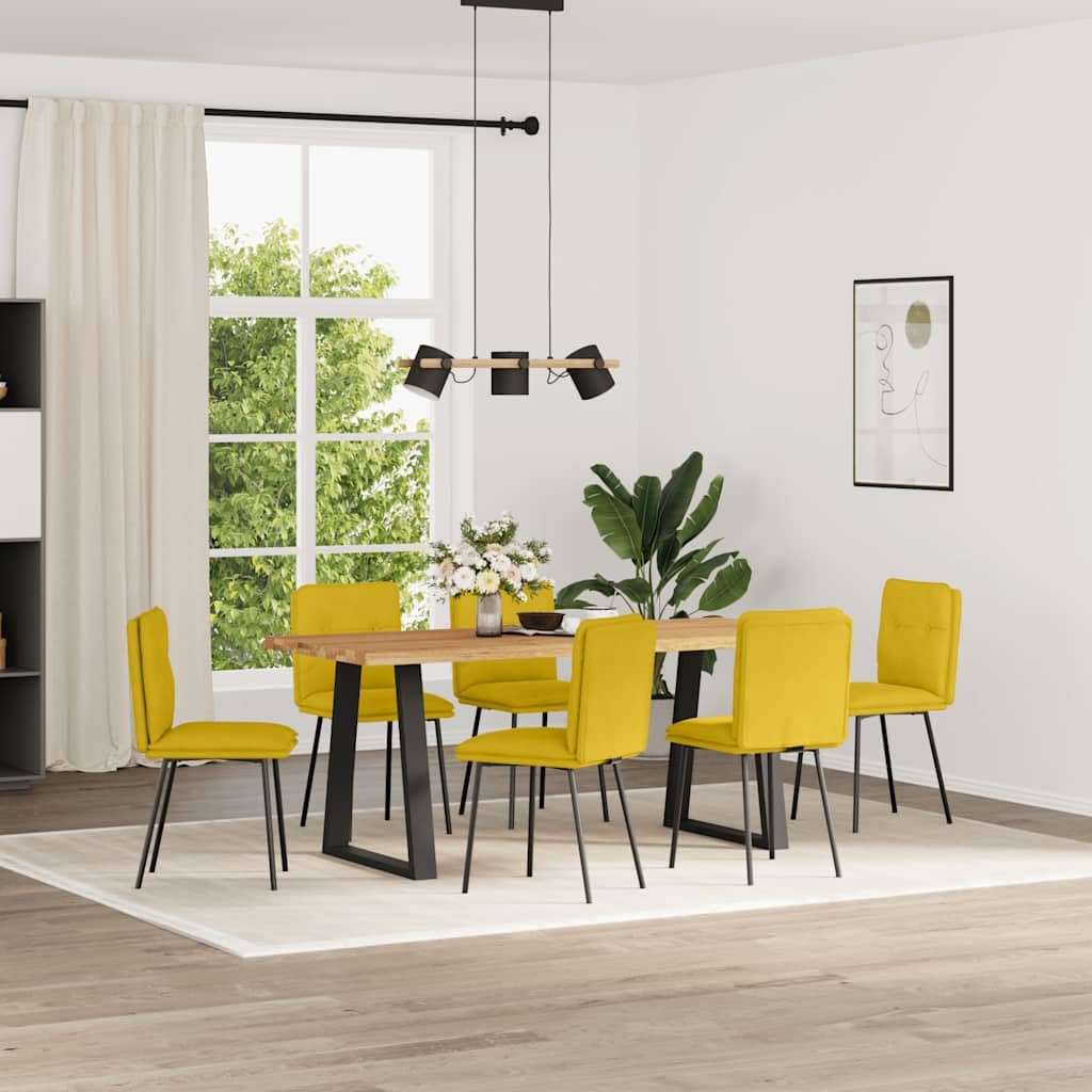 Chaises de salle à manger velours jaune avec dossier lot de 6 pour salon et séjour