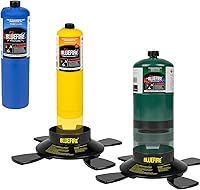 Vista 2 de BLUEFIRE Soporte de cilindro de gas de combustible de doble uso para acampar y soldar con forma de estrella, base de botella de propano MAPP MAP