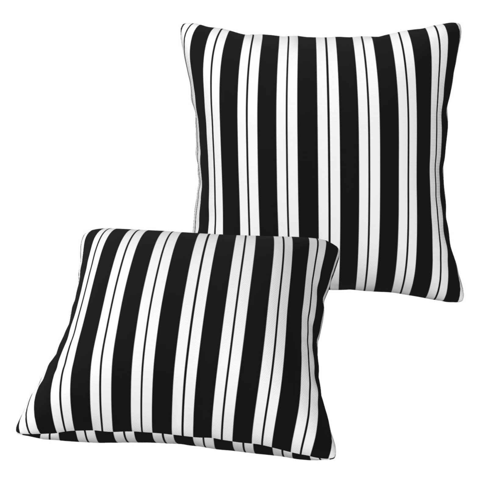 Aspoijhn Black & White Stripe (Black & White Stripe) Throw Pillow Covers Set Of 2 Soft Double-Sided Printed Cushion Covers For Sofa Couch Bed Living Room Decor 45 X 45Cm