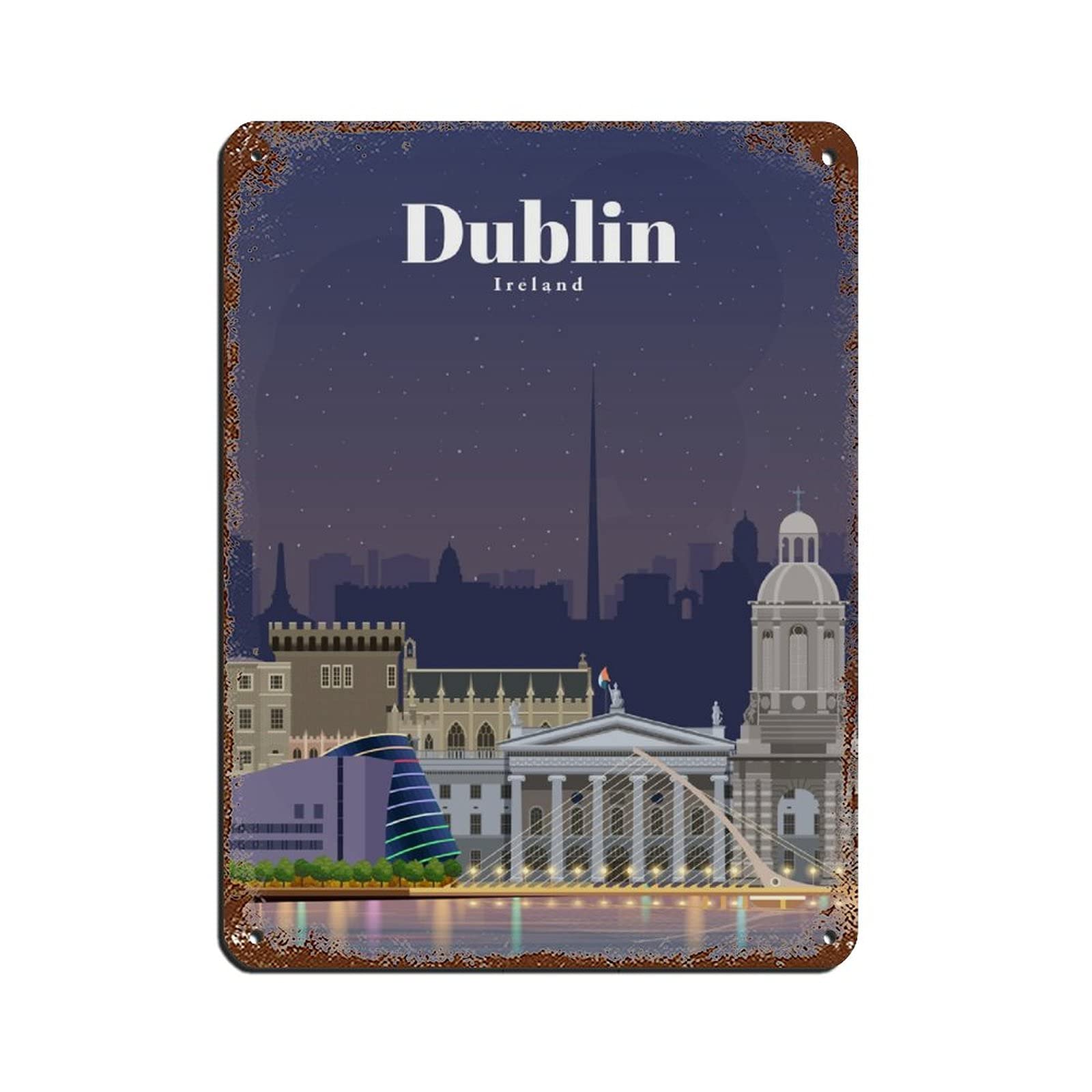 Vintage Travel Poster Dublin Ireland Tin Sign Vintage Metal Pub Club Cafe Bar Home Wall Art Decoration Poster Retro 15x30cm