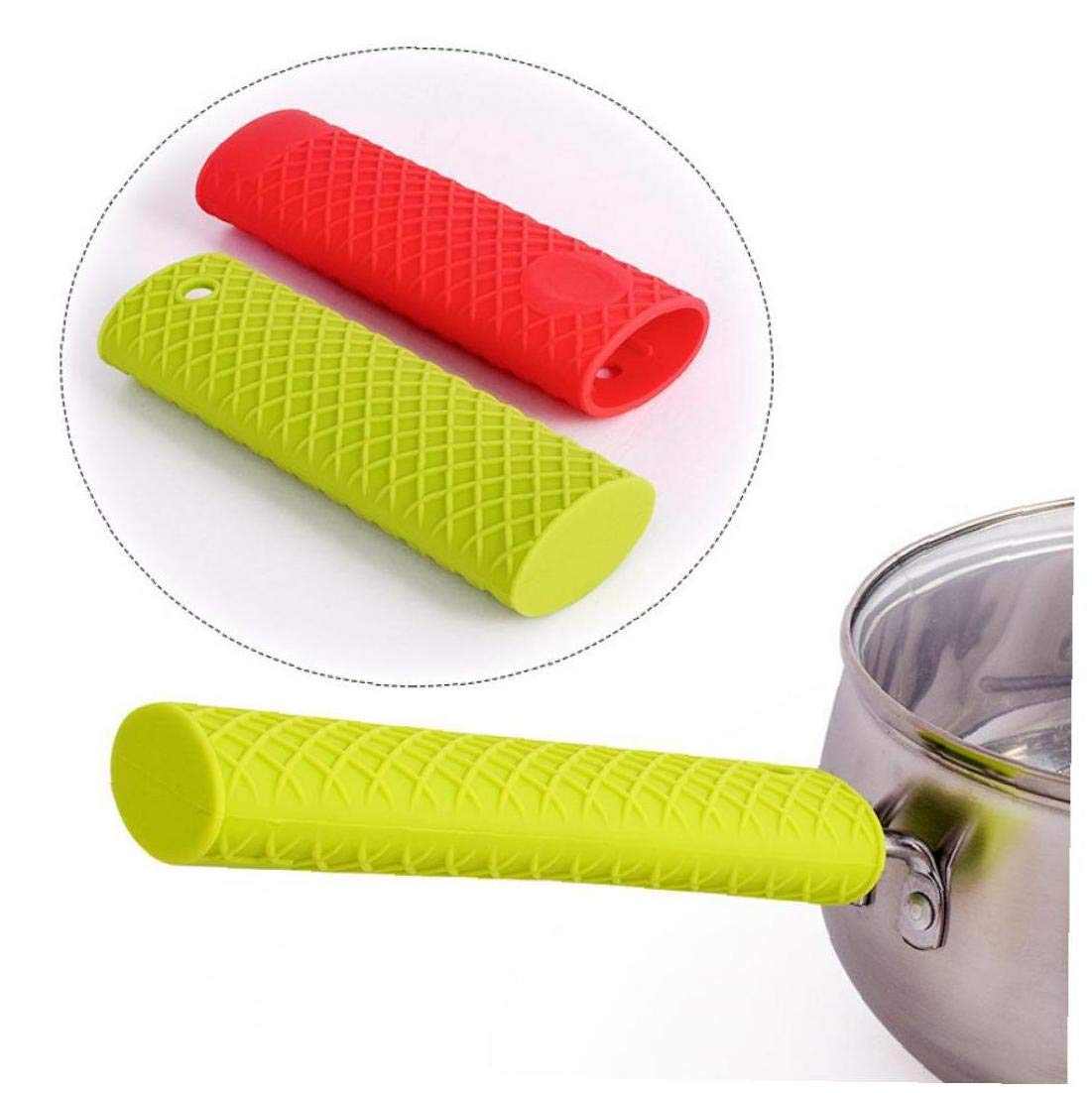 Byfri As Shown 1Pc Silicone Pot Pan Handle Kitchen Saucepan Holder Sleeve Slip Frying Pans Cover Grip Cookware Handles Random Color