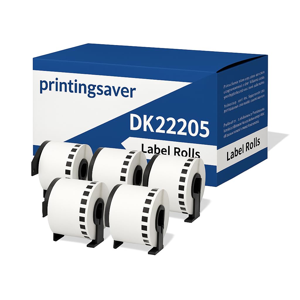 Printing Saver 5 Ersatz Brother DK-22205 Weiße Adressetiketten Kompatibel mit P-Touch Brother QL-570 QL-500 710W 810W Brother Label Printer (62 mm x 30,48 m)