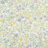 Amazon | 壁紙屋本舗 壁紙 のり付き クロス 小花柄 ブルー 青