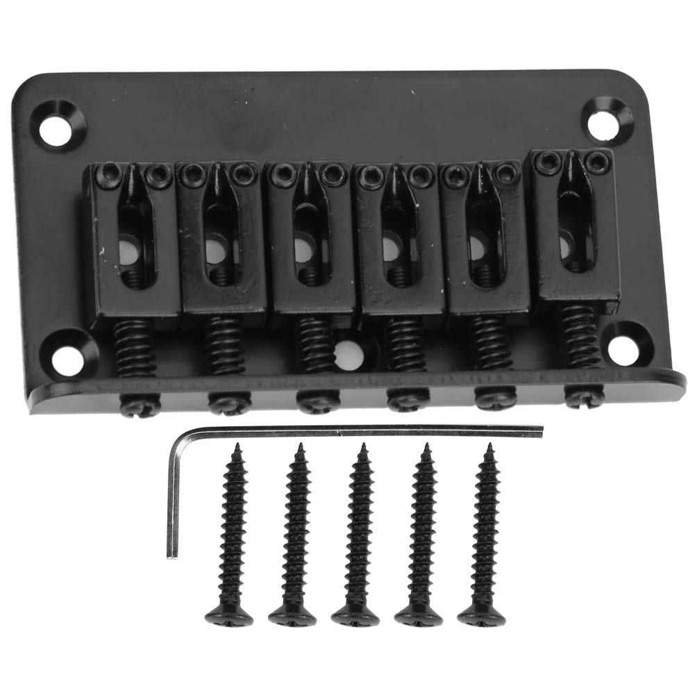 RiToEasysports 6-strunowy stały mostek gitara elektryczna hardtail mostek siodłowy części zamienne z kluczem 78 mm