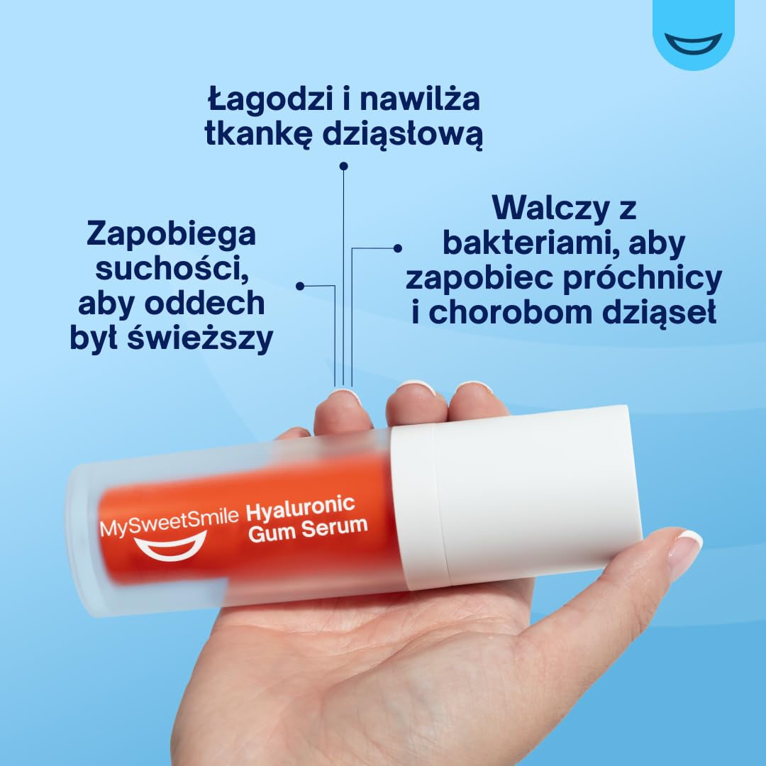 MySweetSmile Serum Do Dziąseł z Kwasem Hialuronowym HA+ - Łagodzi I Nawilża Dziąsła - Redukuje Zapalenie Dziąseł - Miętowy Smak - Naprawa Dziąseł - Nagroda IndyBest - 30ml