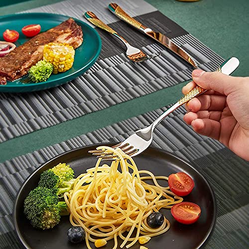 Ensemble de couverts en argenterie, ensemble vaisselle luxe 24 pièces, for couteau, fourchette, cuillère, argent et or, table, dîner, lavable au lave-vaisselle