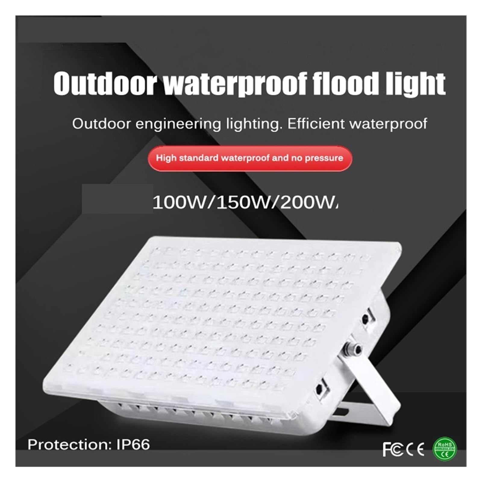 Naświetlacz LED, Kwadratowy Reflektor LED 100W 150W 200W Zewnętrzne Wodoodporne Oświetlenie Reflektor Reflektor Reklama Lampa Projekcyjna Drzewo Światło(6000K,100W)