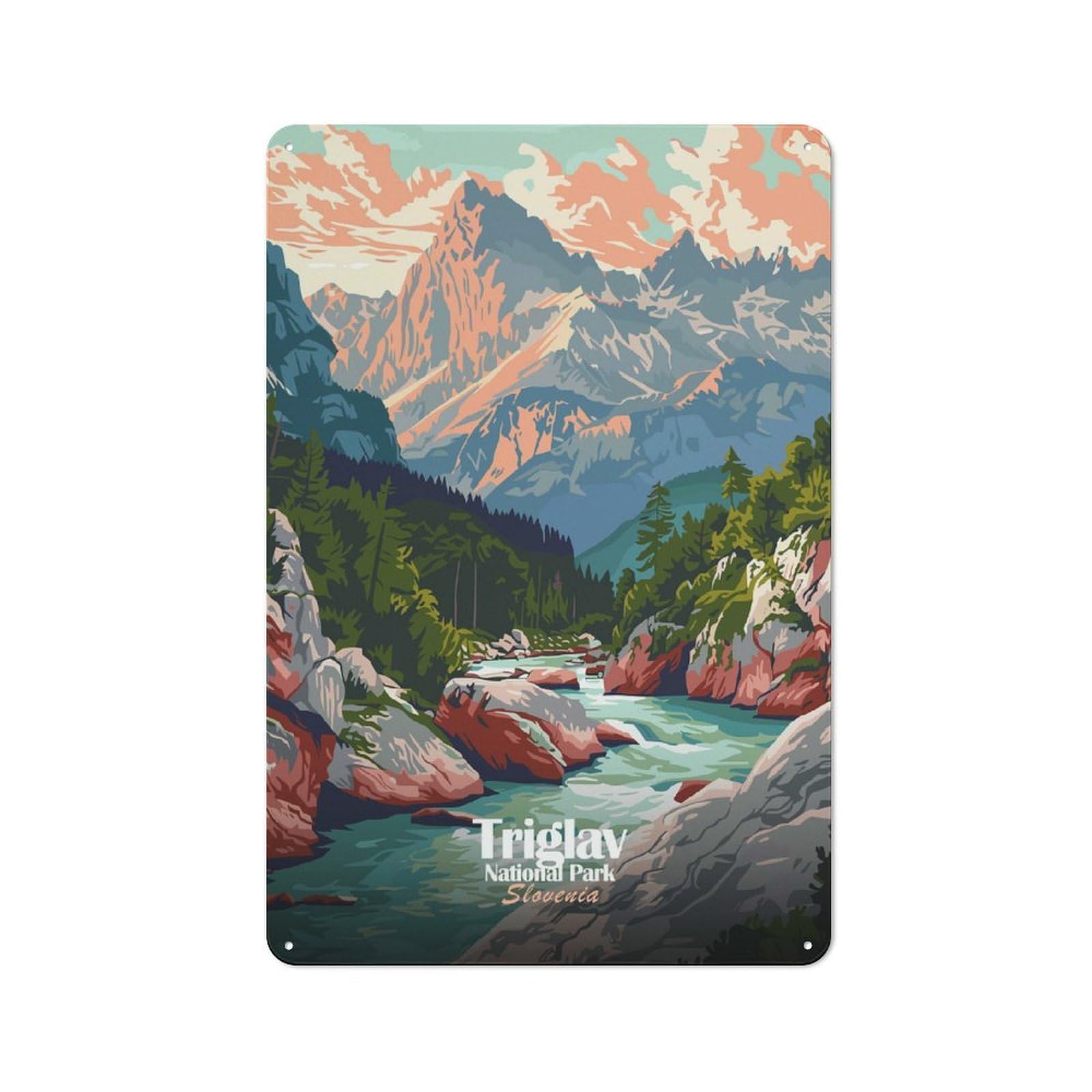 Junmoney Style-17 Triglav National Park, Slovenia Decorative Tin Sign 30X20cm, Rustic Rustic Kitchen Decor For Kitchen, Cottage, Porch Or Garden Room