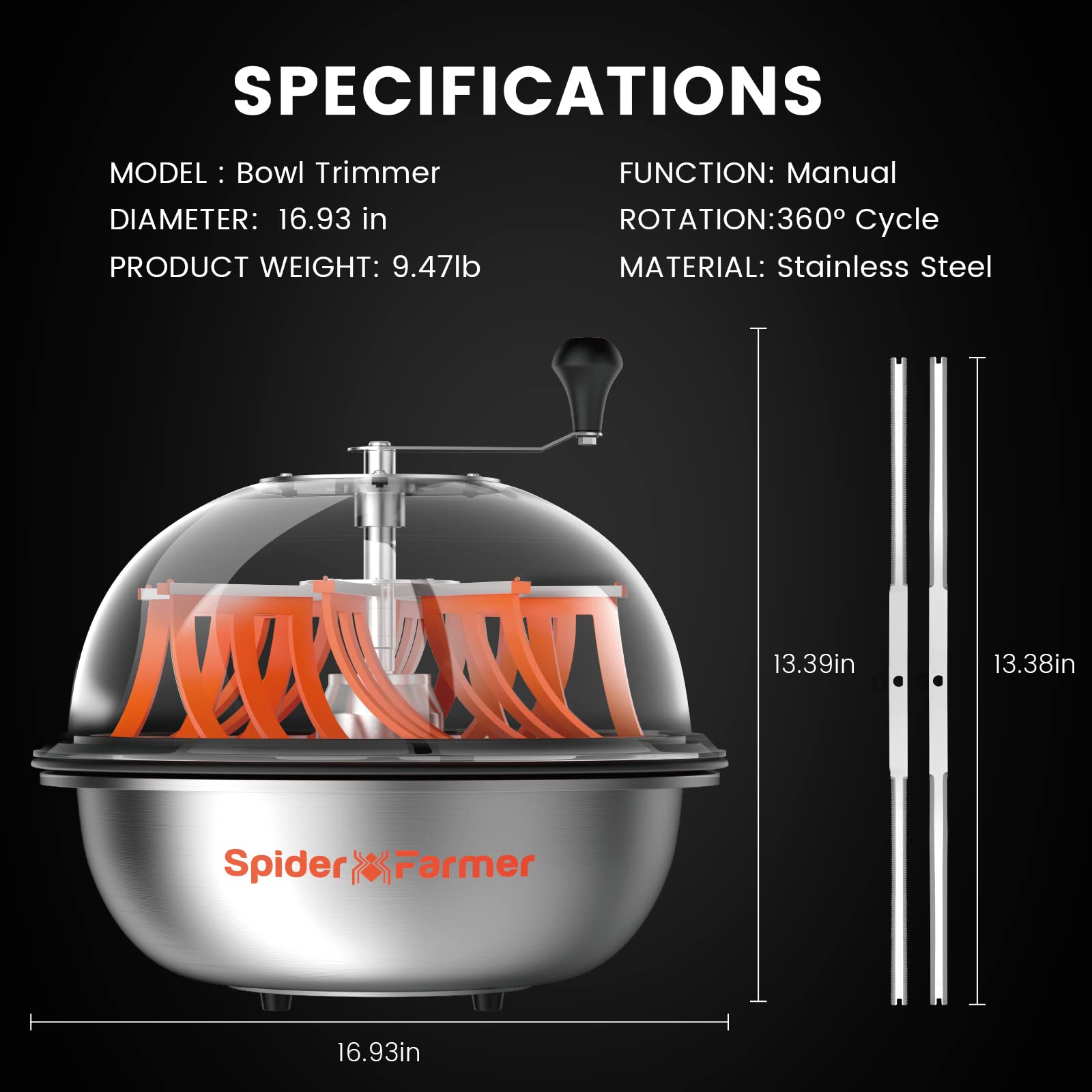 Spider Farmer 16 cali Twisted Spin Cut do pąków roślin i kwiatów z ostrymi ostrzami ze stali nierdzewnej i nożyczkami do przycinania do prac ogrodowych