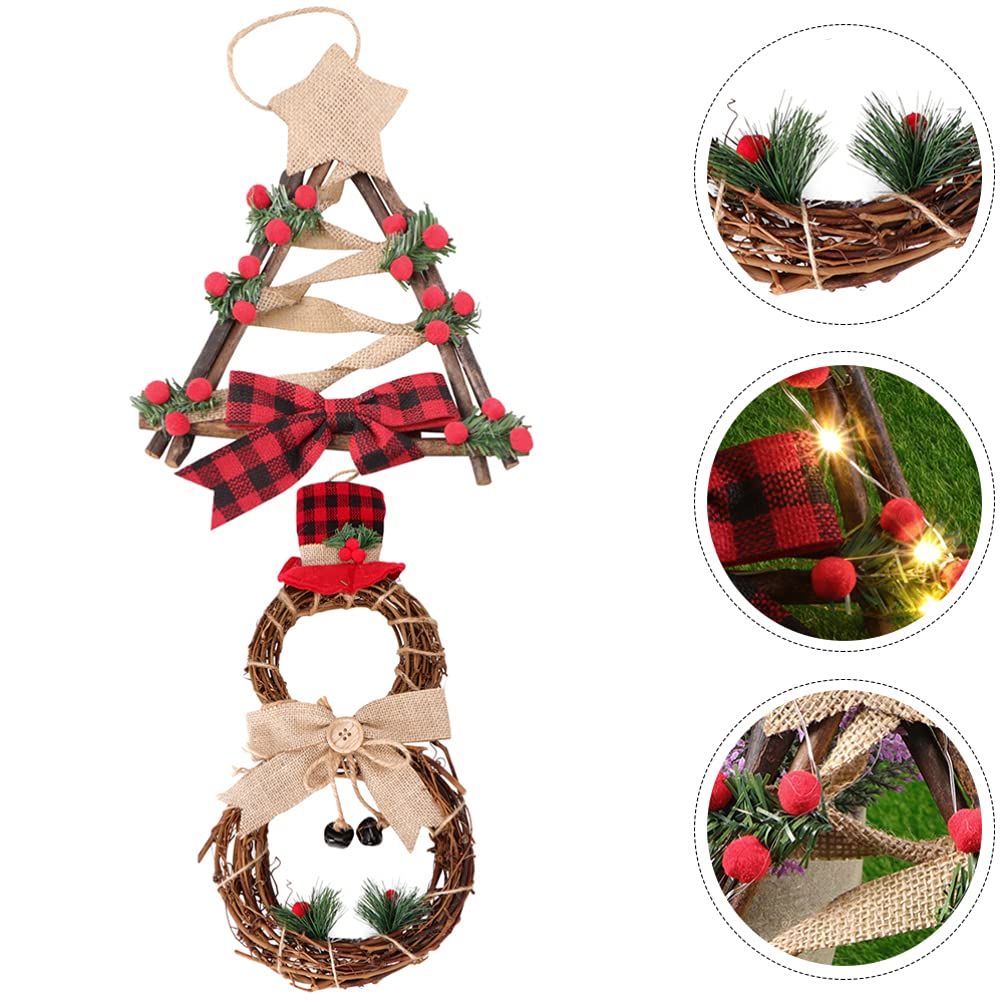 Couronne de Noël LED ifundom lot de 2 décorations lumineuses pour porte