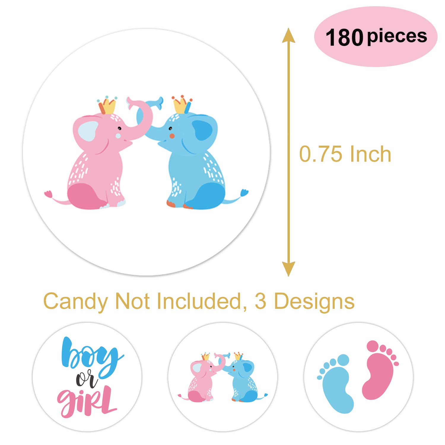 Chocolate Drop Labels Stickers, Gender Reveal Baby Shower Favor, Gender Reveal Stickers, Boy or Girl, Fits Hershey's Kisses Party Favors, Baby Shower Decorations, 0.75 Inches, Pack of 180