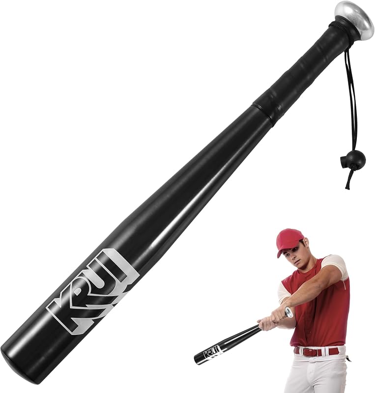 KRUI 18 Inch Aluminum Baseball Bat for Self Defense, Tire Checker and Fish | Compact metal bat, lightweight design, portable size, home storage, car storage, backpack friendly