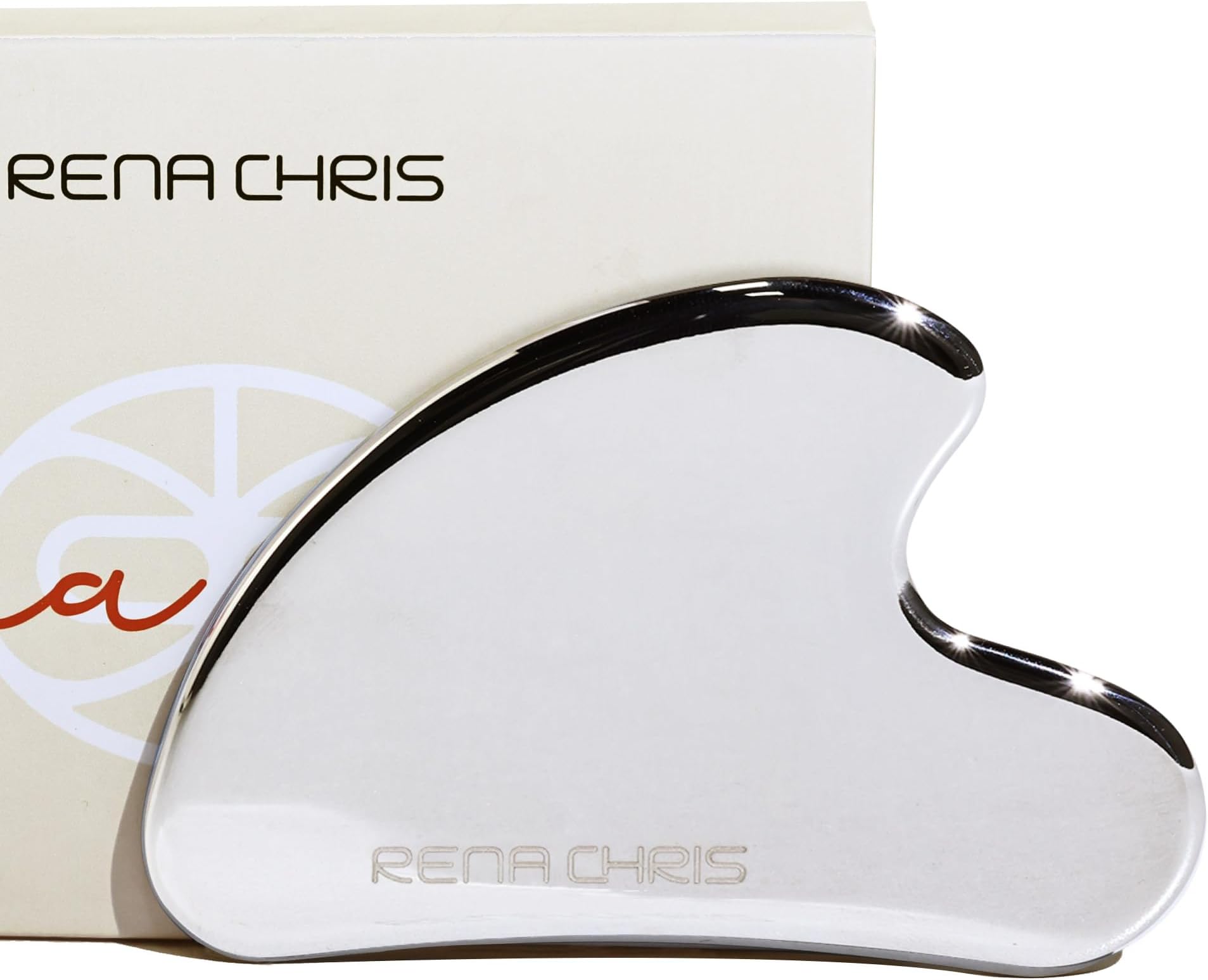 Rena ChrisGua Sha Stone, 100% Metal Gua Sha Stone, Face Guasha Tool for Jawline Sculpting and Puffiness Reducing, Gua Sha Massage Tool Suitable for Daily Skin Care Routine (Stainless Steel)