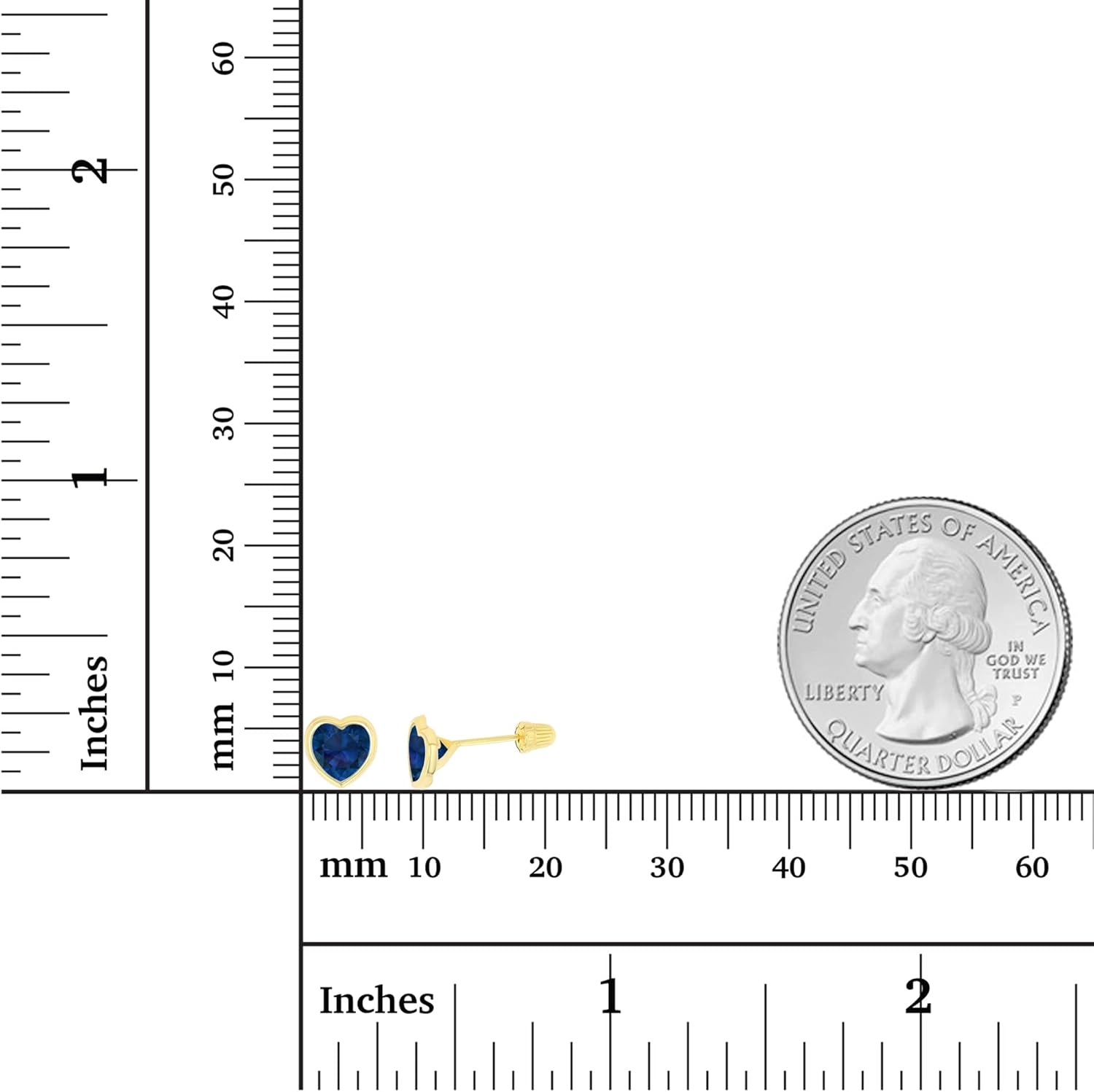 Solid 14K Gold Hypoallergenic 6mm Heart Shaped Birthstone Polished Bezel Screw Back Stud Earrings - Image 4