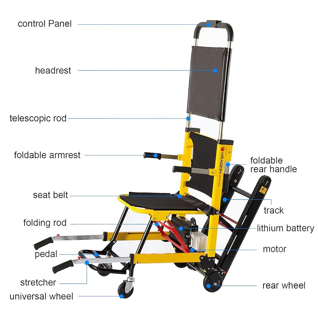 Salvaescaleras Para Personas Mayores,Elevadores De Escaleras Eléctricos,Silla De Ruedas Para Subir Escaleras Con Orugas,Escalera De Silla Portátil Plegable,Carga 165 Kg/364 Lbs A,Pilas incluidas