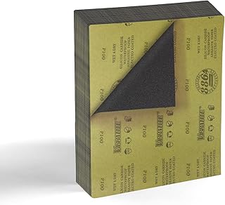 Sandpaper Sheets, 100 Grit Dry Wet Sand Paper, 9 x 11 Inch,Silicon Carbide, for Wood Furniture Finishing, Metal Sanding and Automotive Polishing, 15 -Sheet